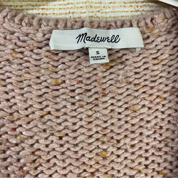Madewell pink chunky knit sweater women size Small wrap front pullover - Picture 6 of 12
